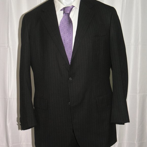 Brooks Brothers Own Make Custom Charcoal Stripe Two Button Suit 42L - Picture 4 of 15